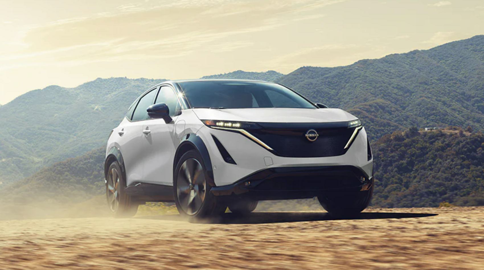 2024 Nissan Ariya in white with side view