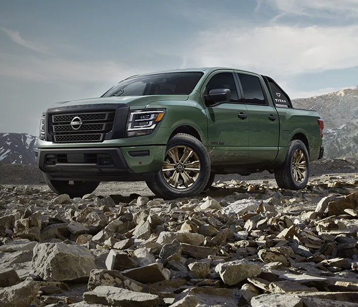 2024 Nissan Titan Bronze Editon parking on top of moutain