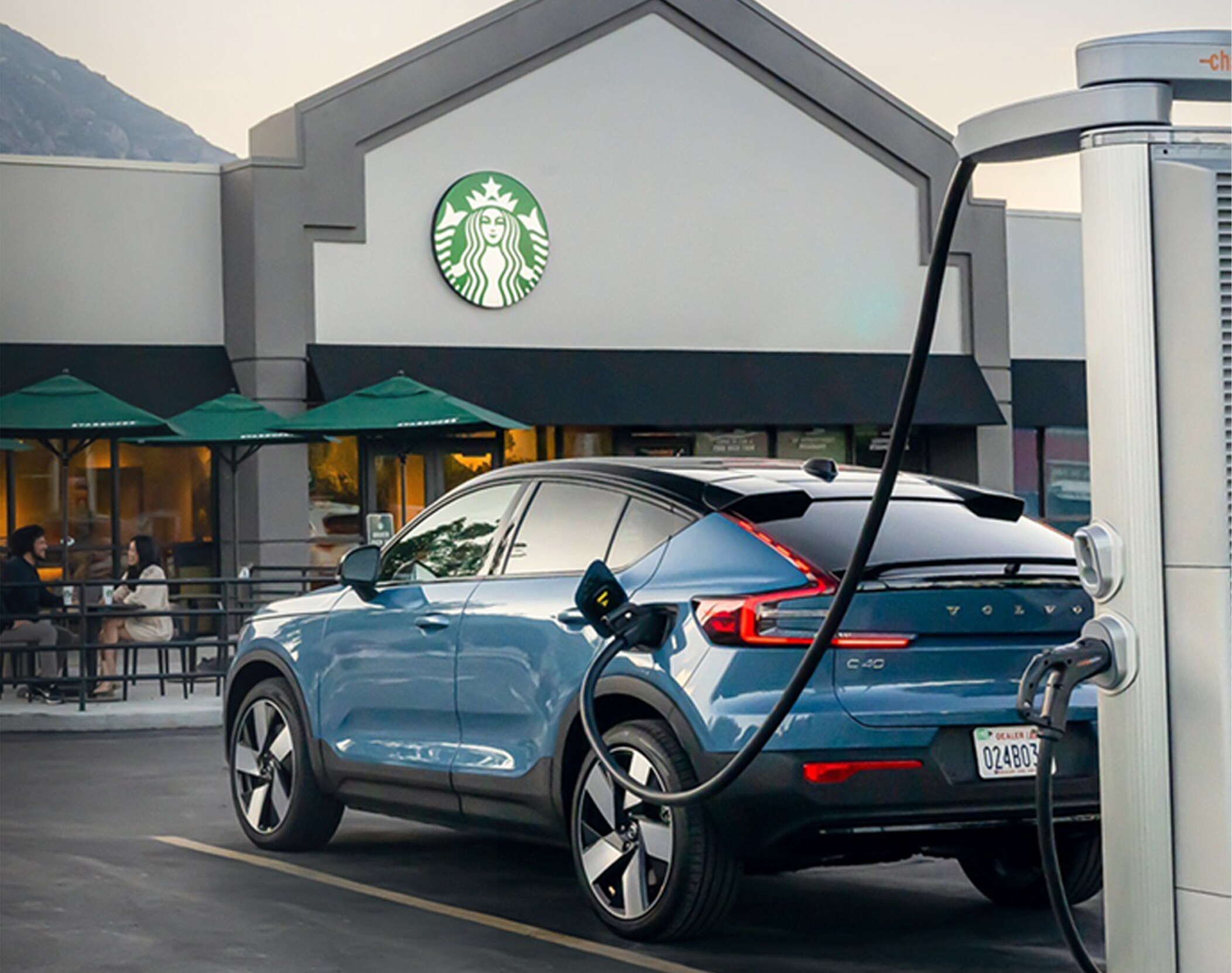2024 Volvo C40 fast charging at Starbucks