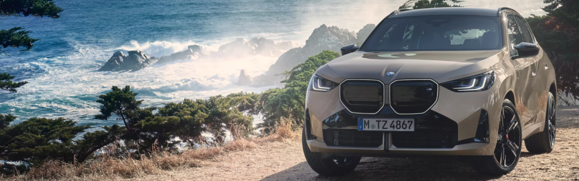 2025 BMW X3 with ocean waves crashing against rocks in the background-For Sale