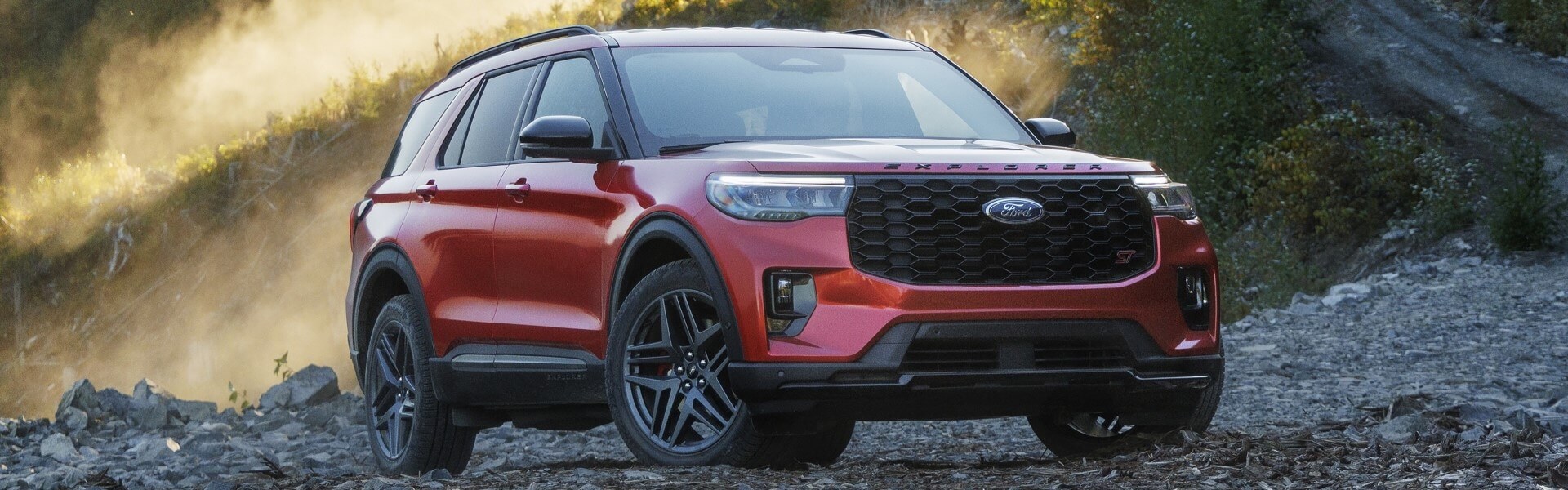 2026 Ford Explorer Parked On A Gravel Mountain Road Banner