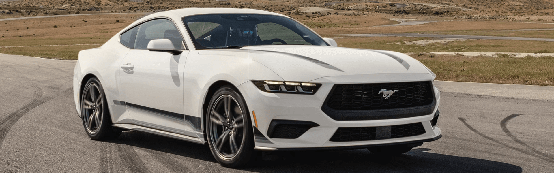 2025 Ford Mustang Surrounded White With Black Stripes Banner
