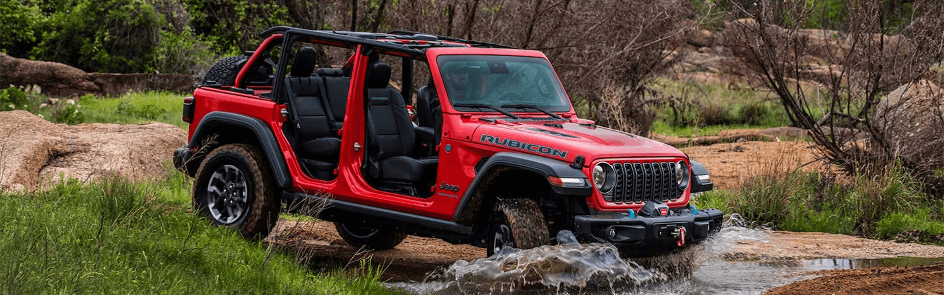 2025 Jeep Wrangler in red running with side view-For Sale