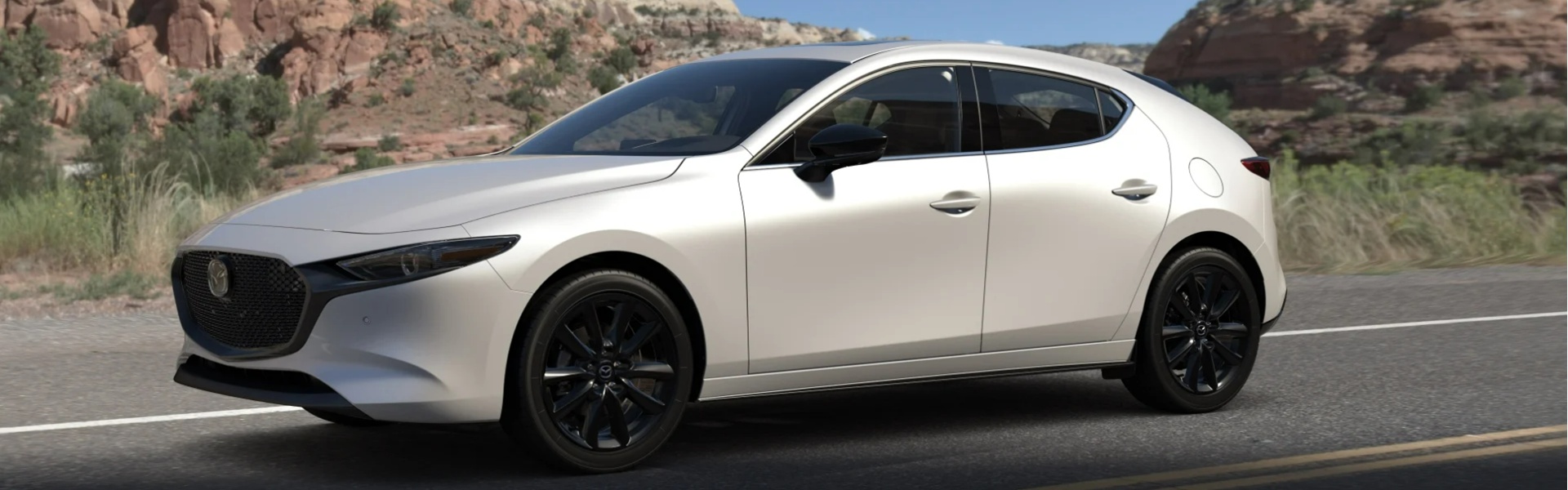 2025 Mazda Mazda3 Hatchback in white with side view FOR SALE