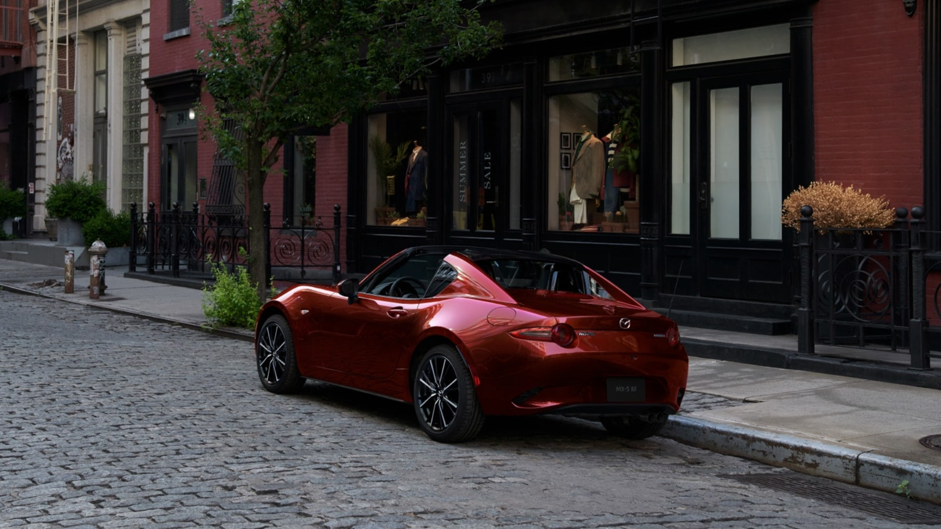 2025 Mazda MX-5 Miata RF parked with rear view-features