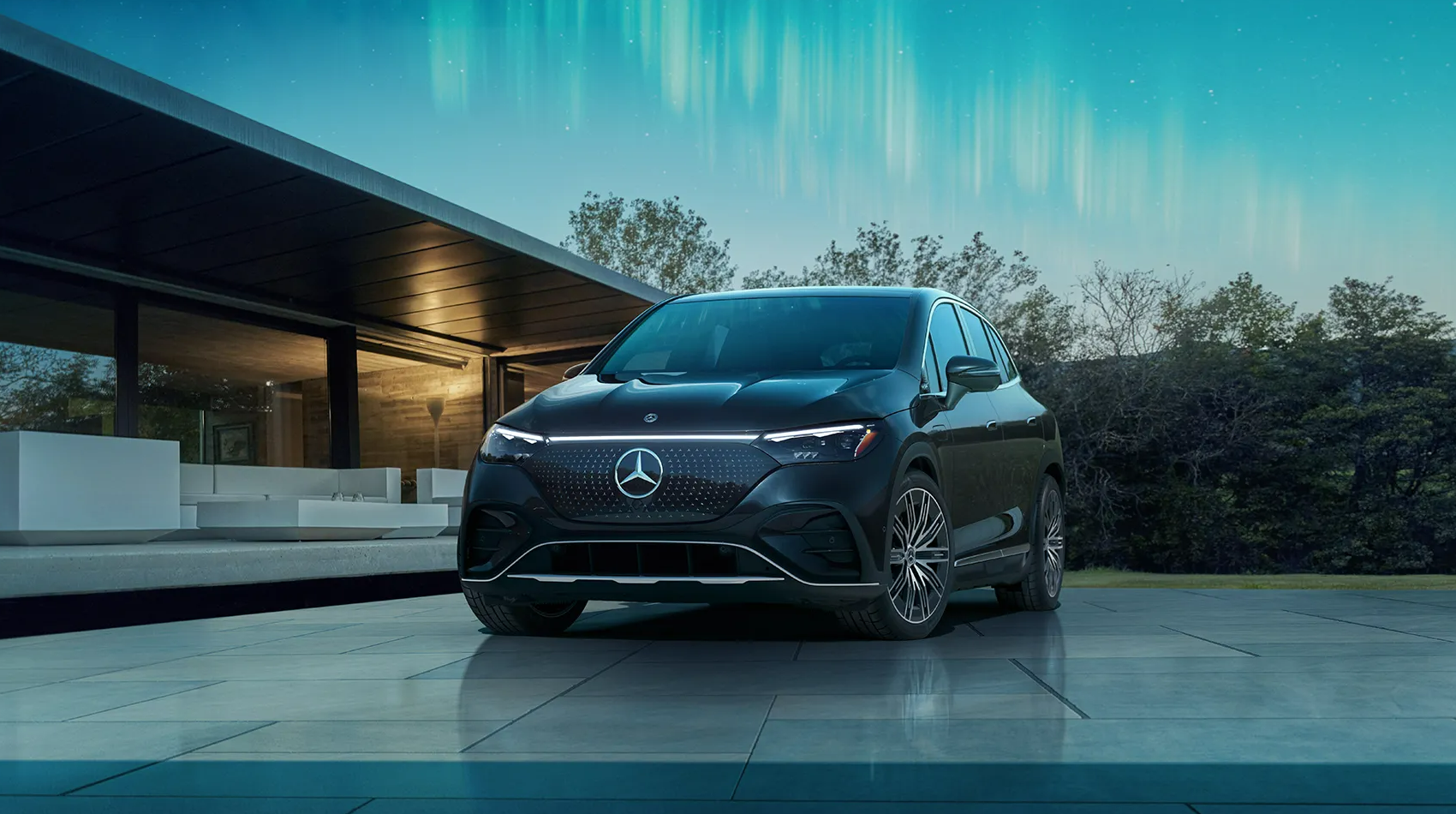 2025 Mercedes-Benz EQE parked in an upscale setting