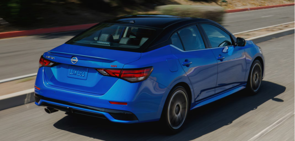 2025 Nissan Sentra in blue running with side view and rear view-Features