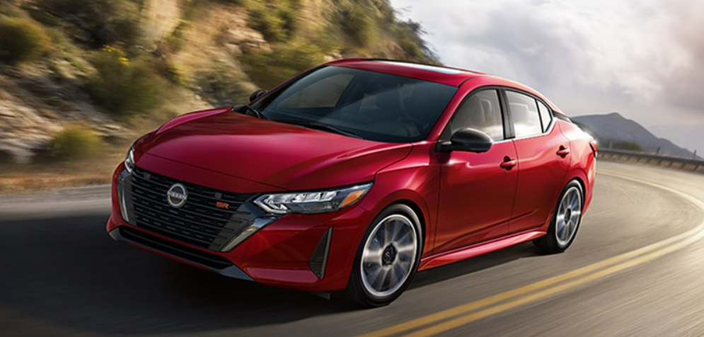 2025 Nissan Sentra in red running with side view-Features