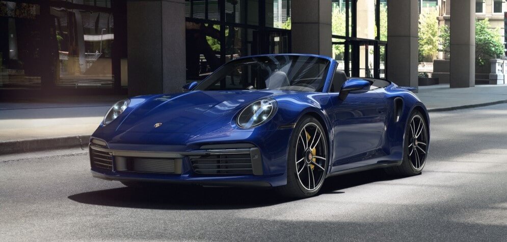 2025 Porsche 911 Turbo S Cabriolet Exterior In Gentian Blue Metallic - Feature Image