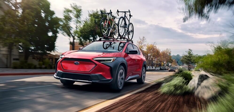 2025 Subaru Solterra Premium In Elemental Red Pearl - Feature Image