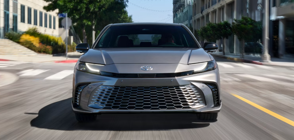 2025 Toyota Camry in a grey running with front view-Features