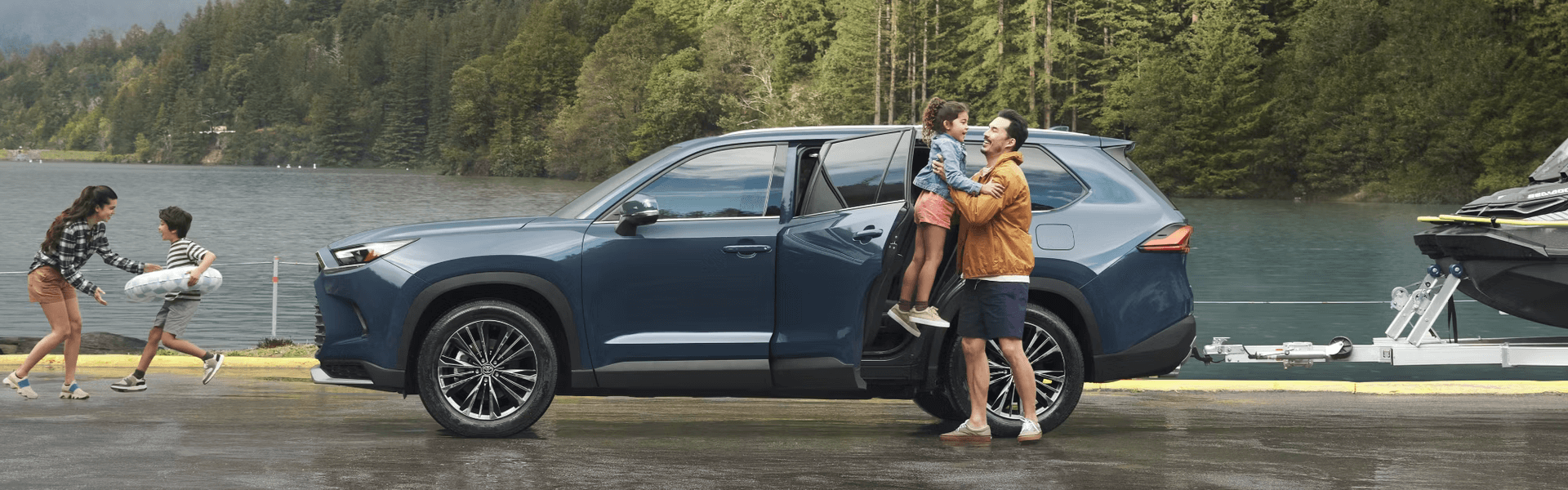 2025 Toyota Grand Highlander Hybrid Family Lake Day Banner