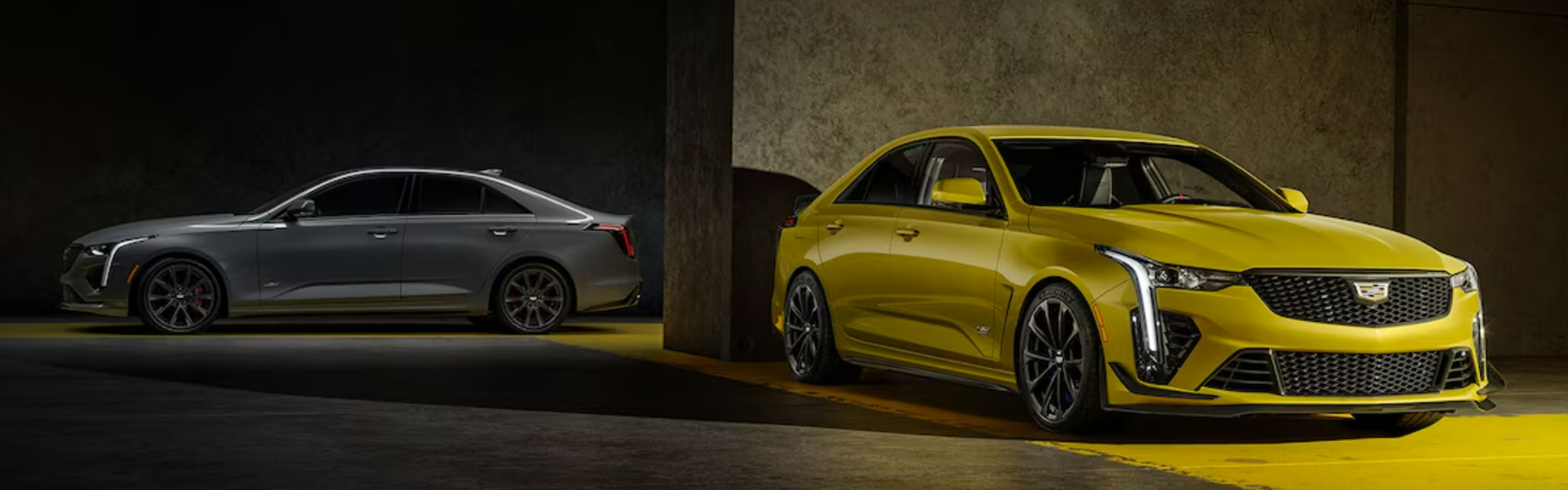 Certified Pre-Owned Cadillac CT4 V-SERIES in yellow with front view For Sale
