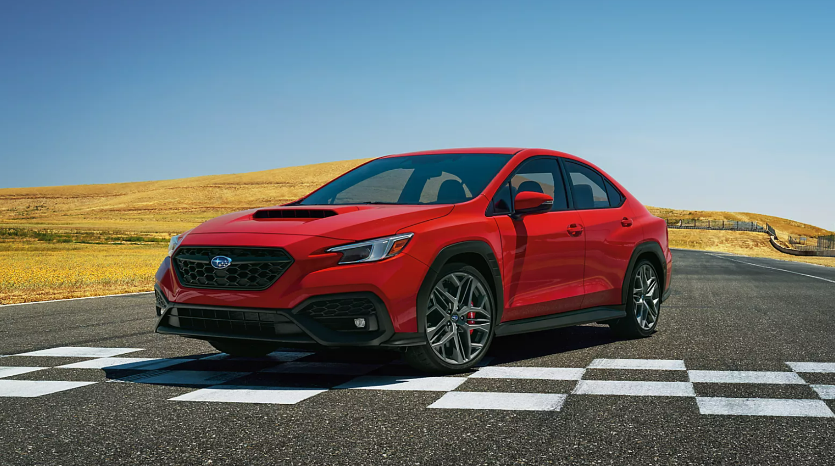 Subaru WRX in red side view image