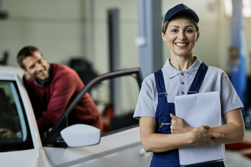 vehicle upgrade engineer greeting customer